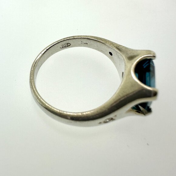 925 Sterling Silver Blue Topaz Ring with Crystal Accents - Size 6.75 - Picture 10 of 11
